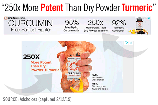 Smarter Curcumin advertisement Claims to be 250x More Potent Than Dry Powder Turmeric